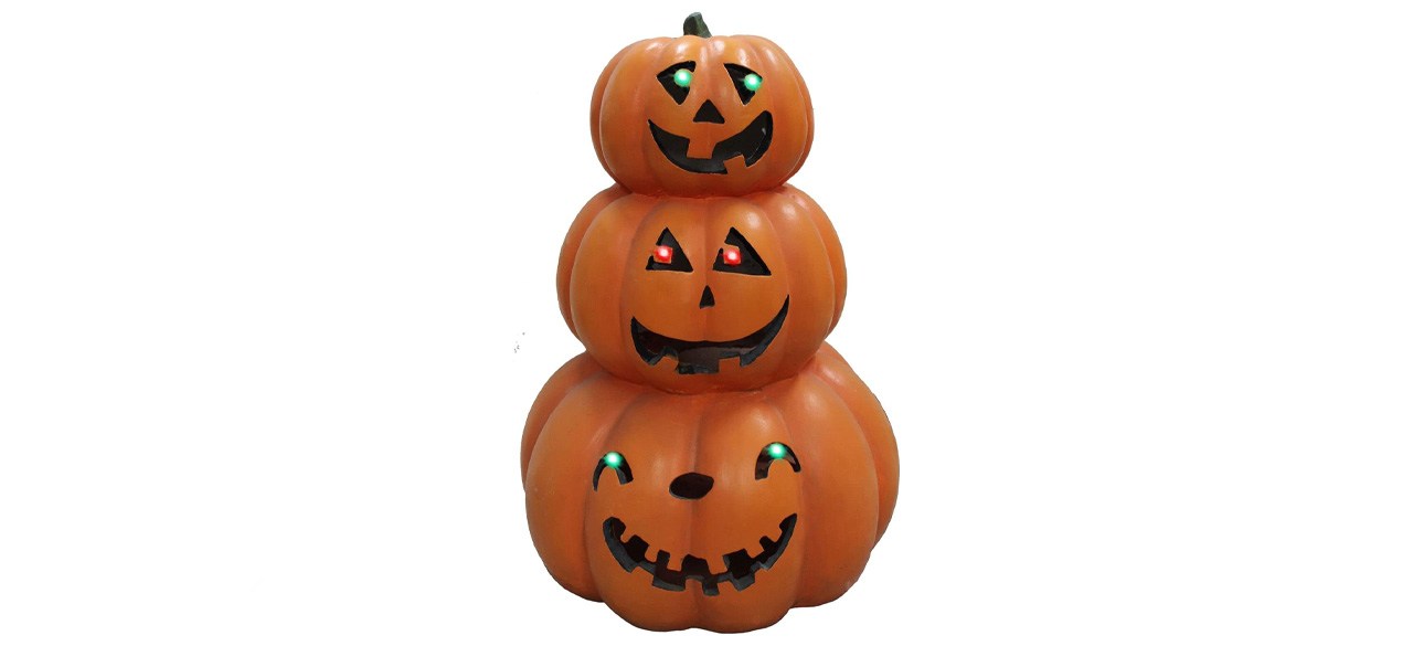 Haunted Hill Farm 20-Inch 3-Stack Jack-O-Lantern with LED Lights