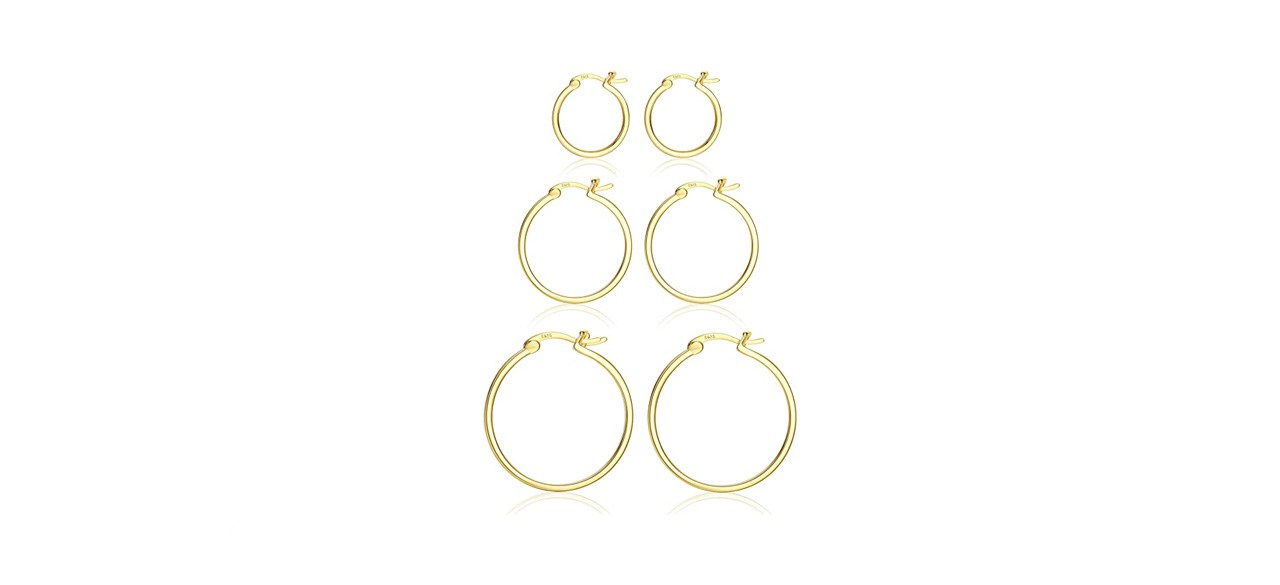 best Hayoso 18-Karat Gold-Plated Hoop Earrings Set Of Three