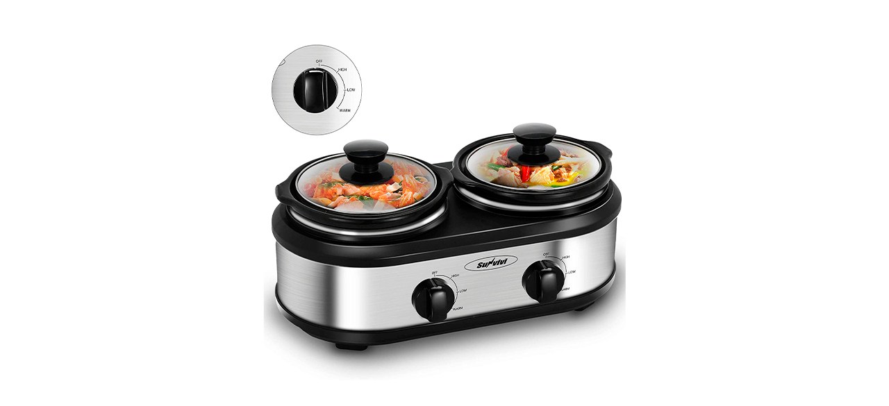 Heynemo Double Slow Cooker Buffet Servers and Food Warmers 2 x 1.25 QT