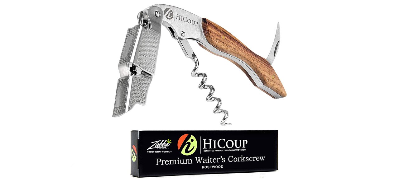 Hicoup Professional Grade Natural Rosewood All-In-One Corkscrew 