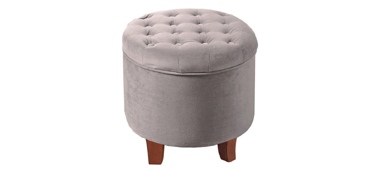 Homepop Upholstered Round Velvet Tufted Ottoman