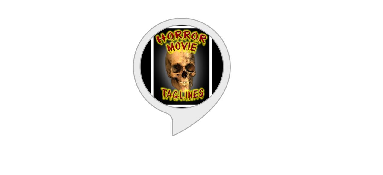 A speech bubble with a picture of a skull and the text "horror movie taglines" in it