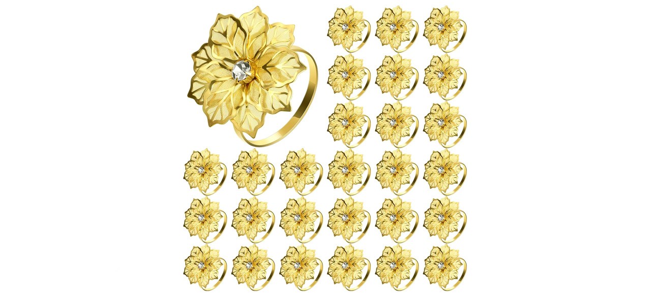 Hotop Alloy Hollow Flower Napkin Rings