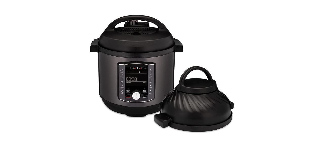 Best Instant Pot Pro Crisp and an additional lid on a white background.