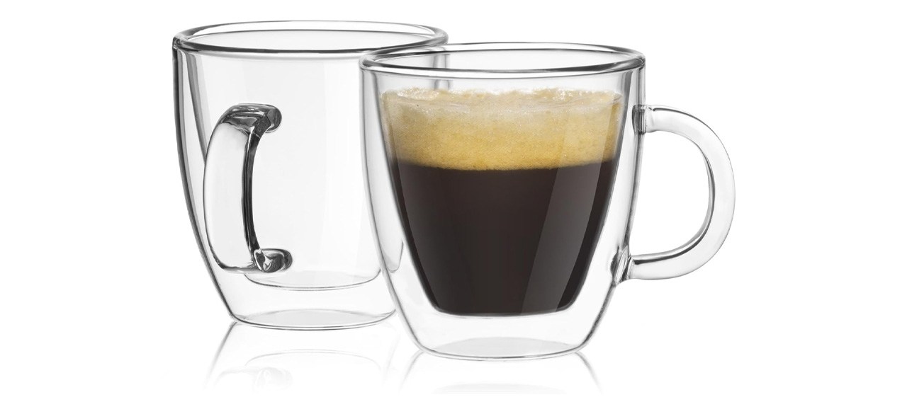 JoyJolt Savor Double Wall Insulated Glasses Espresso Mugs (Set of 2)