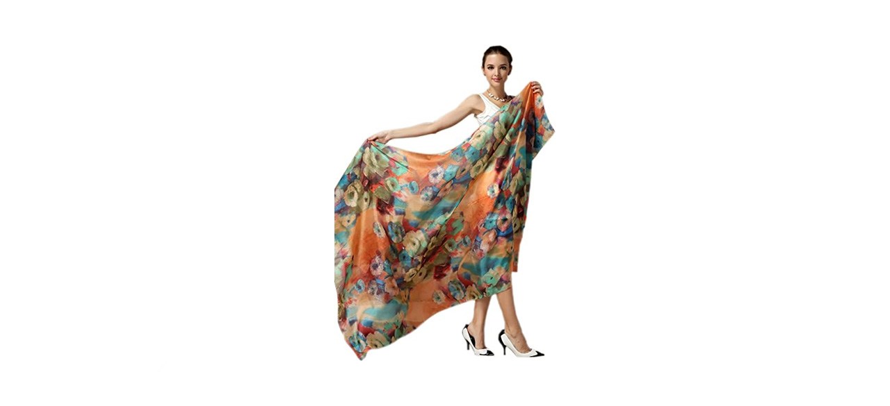 best Just4Beauty Fashion Silk Floral Shawl