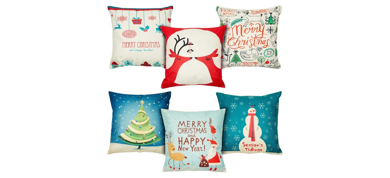 Juvale 6 Pack Holiday Throw Pillow Covers