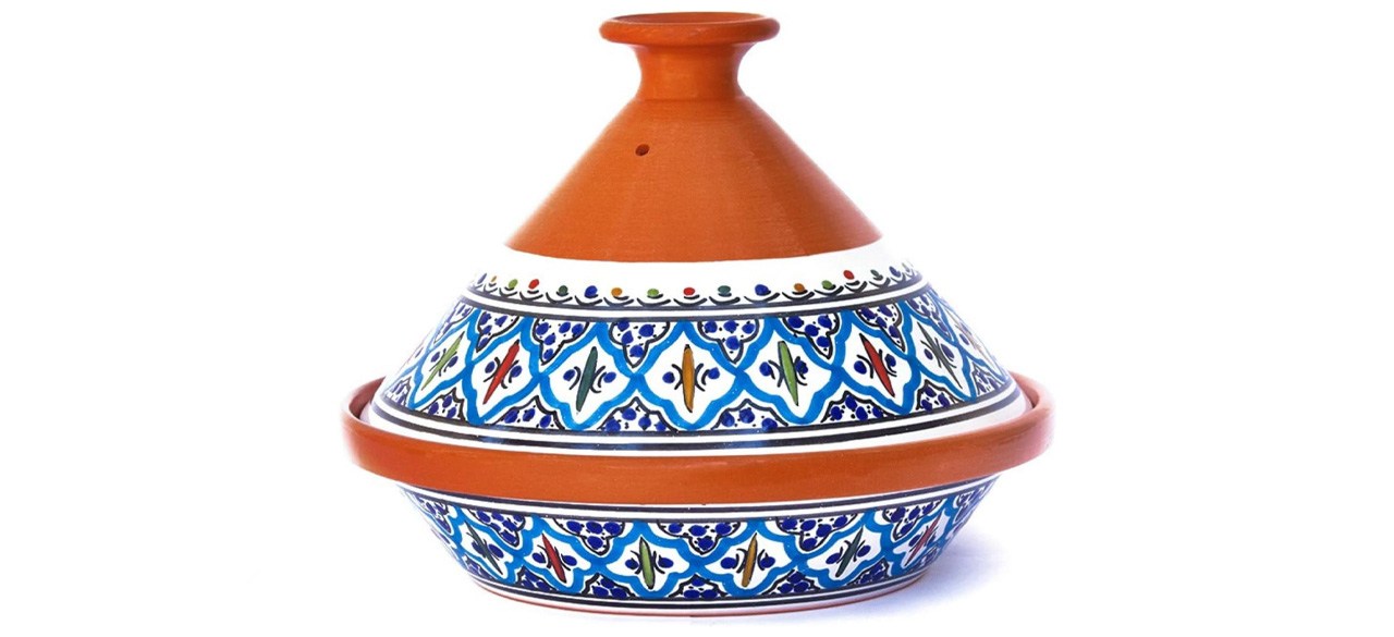 Kamsah Hand Made and Hand Painted Tagine Pot