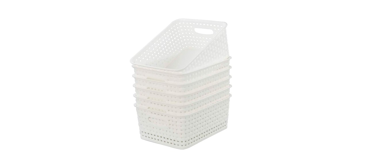 Best Kiddream Set of Six Plastic Weave Storage Basket Pantry Organizing Bin