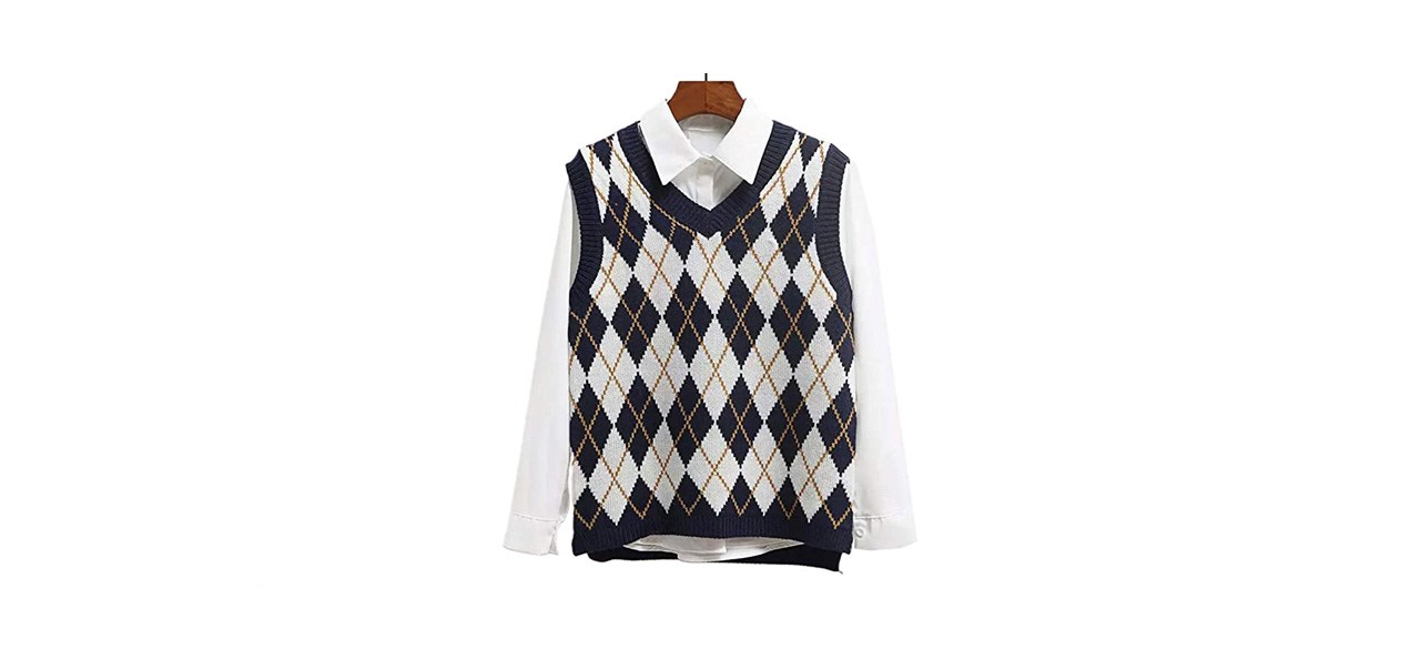 best Lailezou Women's V-Neck Argyle Sweater Vest