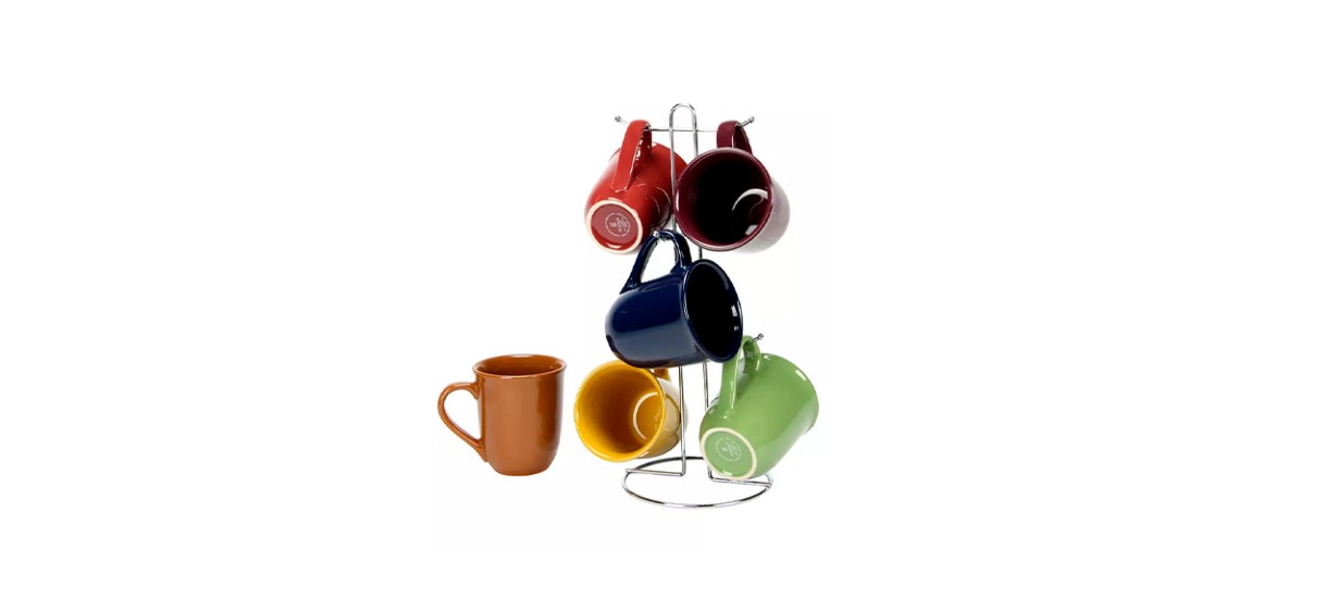 Best Laurie Gates Cafe Amaretto 7-Piece Mug Set with Wire Rack Best Laurie Gates Cafe Amaretto 7-Piece Mug Set with Wire Rack