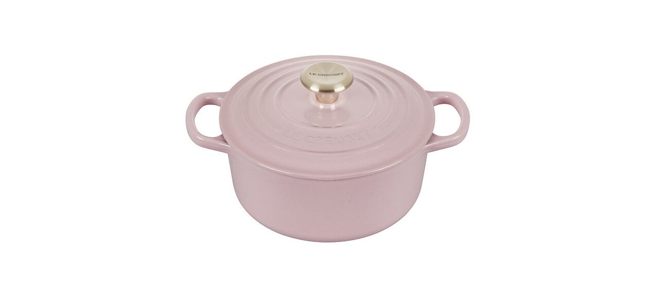 Pink Round Dutch Oven on white background