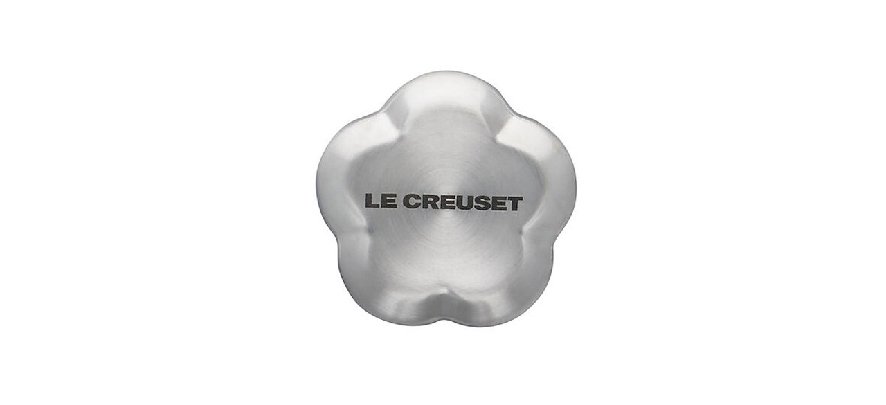 Le Creuset Stainless Steel Flower Knob on white background