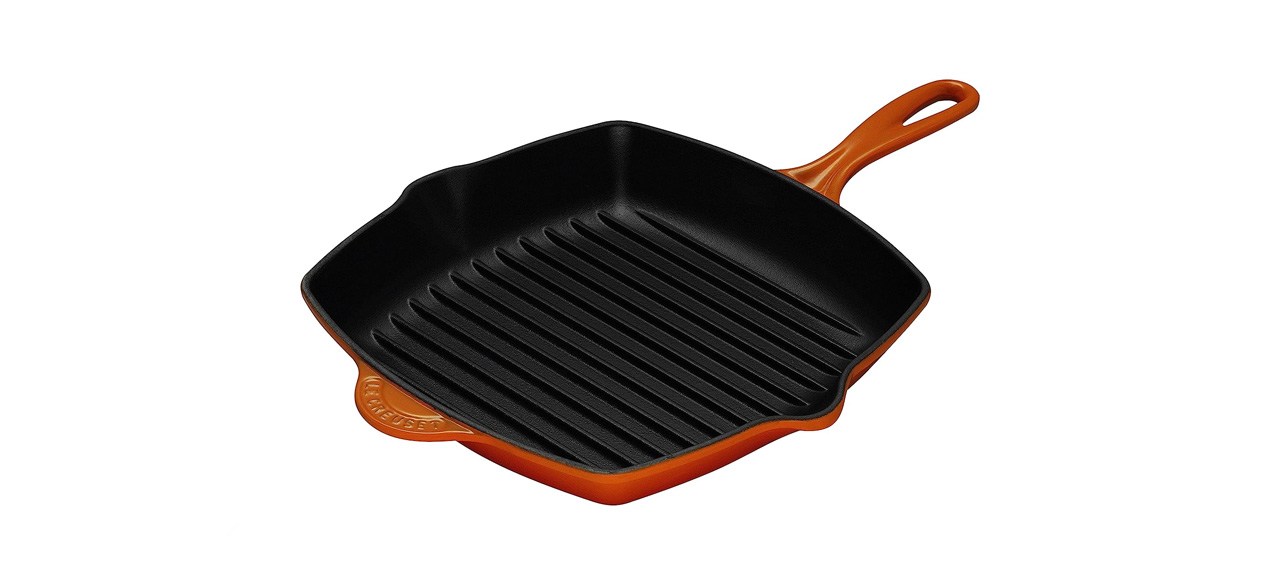 Le Creuset Square Skillet Grill Pan on white background