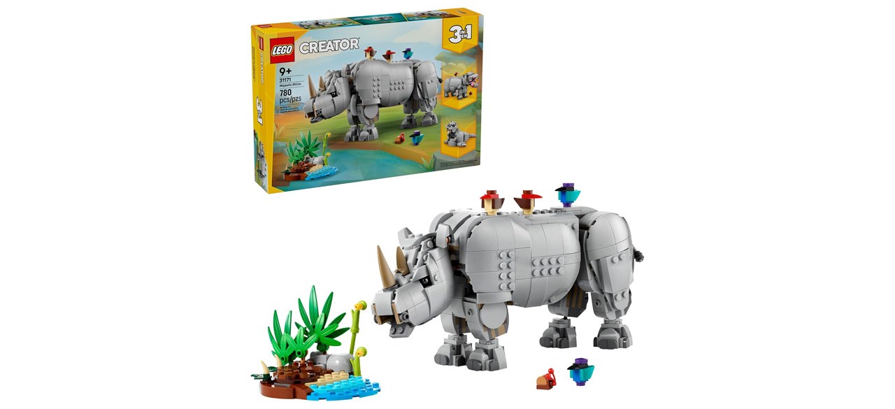 LEGO Creator 3 em 2 Animais Selvagens: Majestic Rhino with Birds Building Set