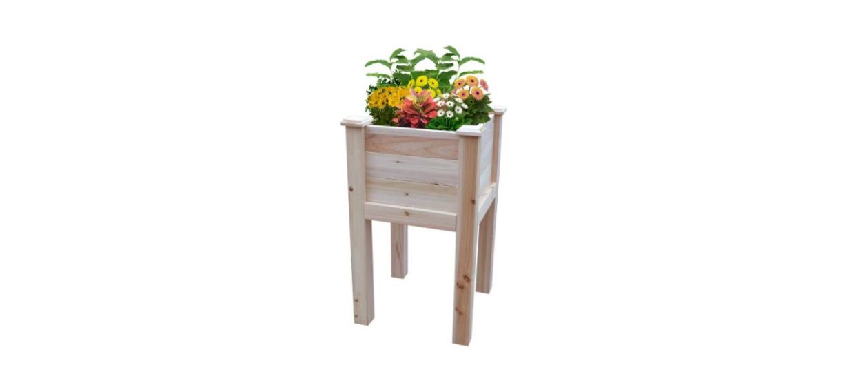 Best Leisure Season Square Cedar Raised Garden Bed 