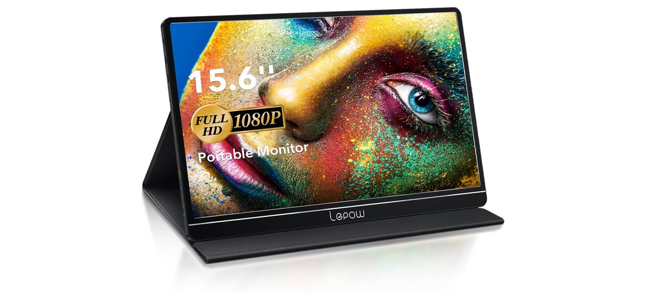 LEEPEW 15.6 Inch Monitor Portabel Layar Full HD 1080P dan USB 3.0