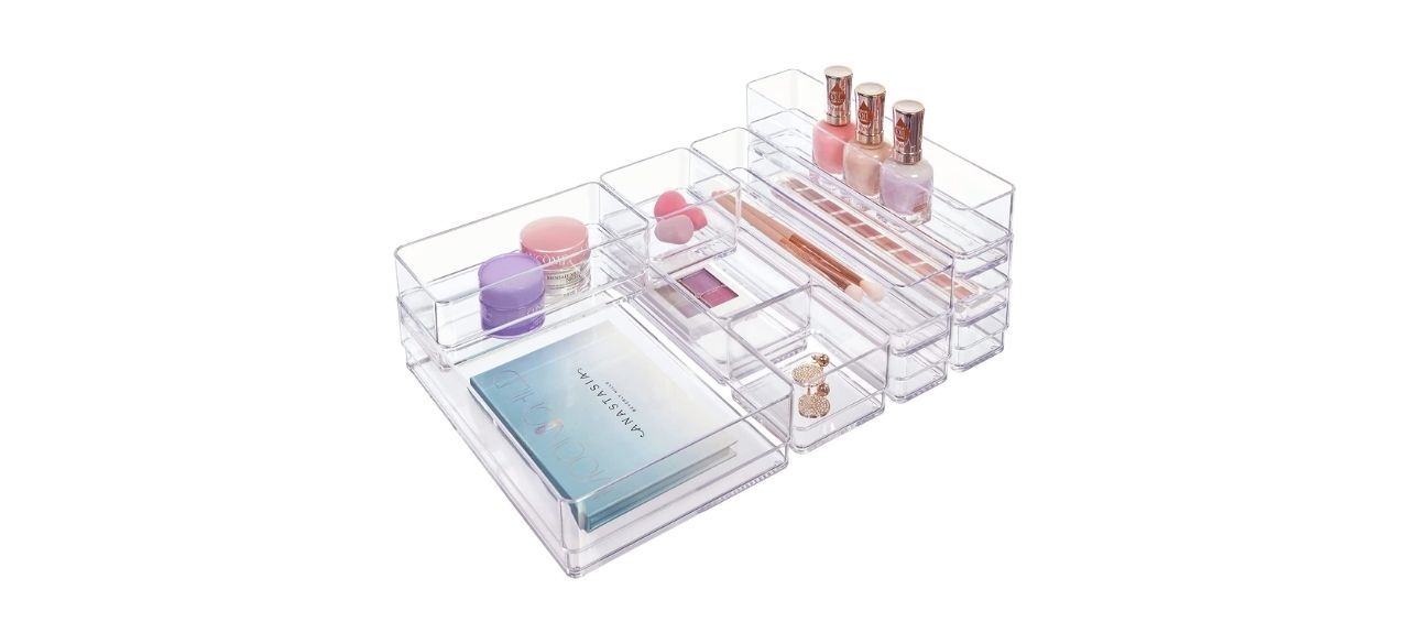 STORi Clear Plastic Makeup & Vanity Drawer Organizers