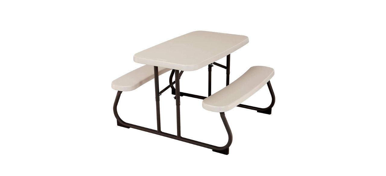 small white kids picnic table on white background