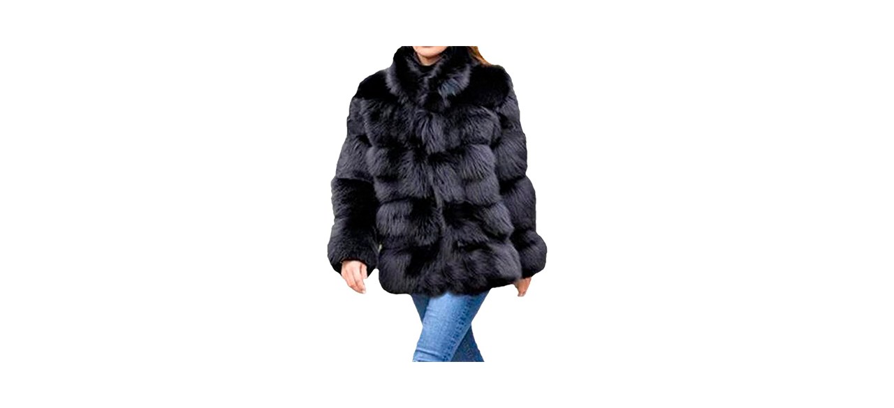 Best Lisa Colley Luxury Faux Fox Fur Coat 