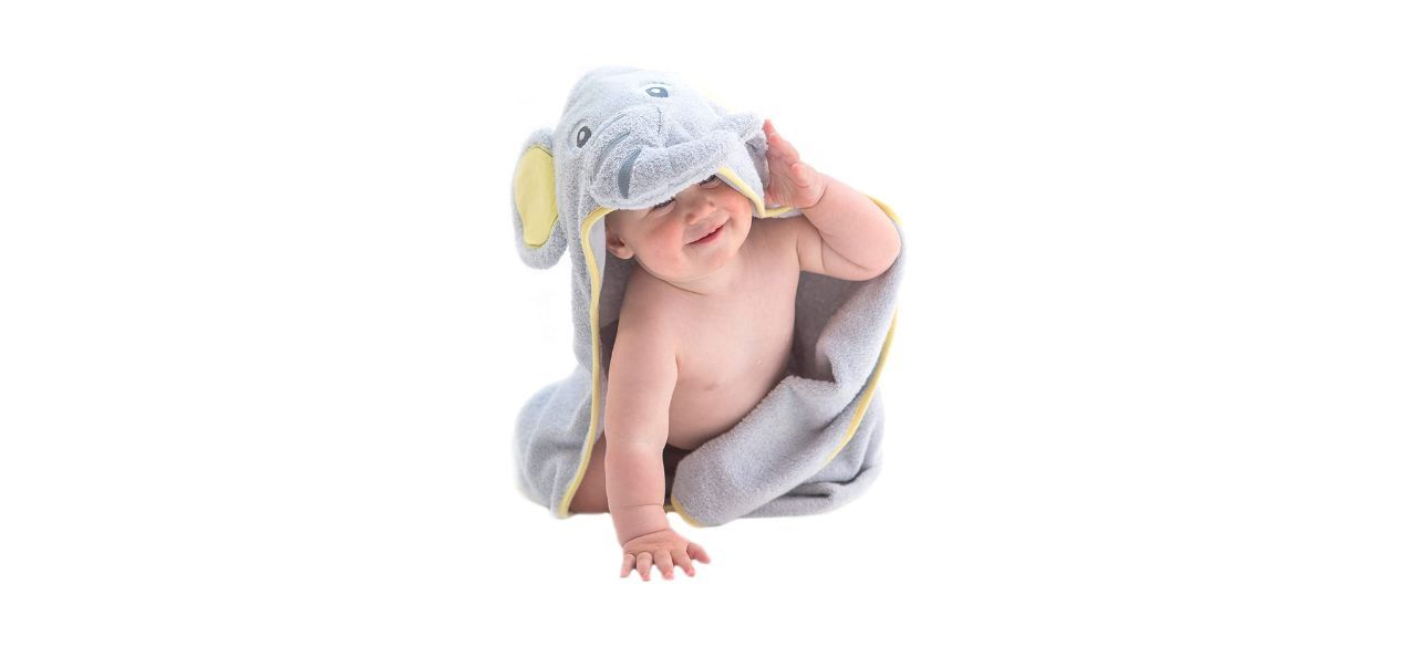 Best Little Tinkers World Hooded Baby Towel Gray Elephant