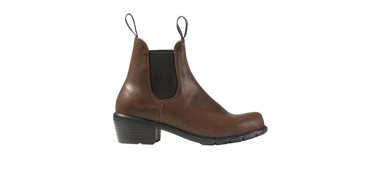 Brown Blundstone Heeled Chelsea Boots on white background