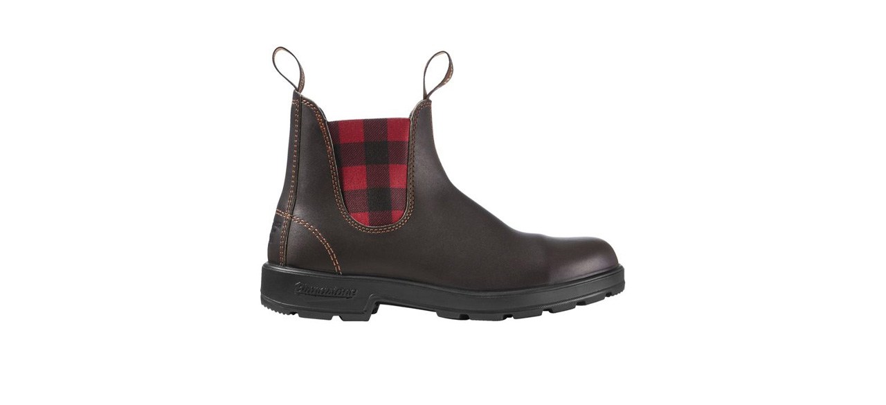 Blundstone x L.L.Bean Chelsea Boots with black and red plaid insert