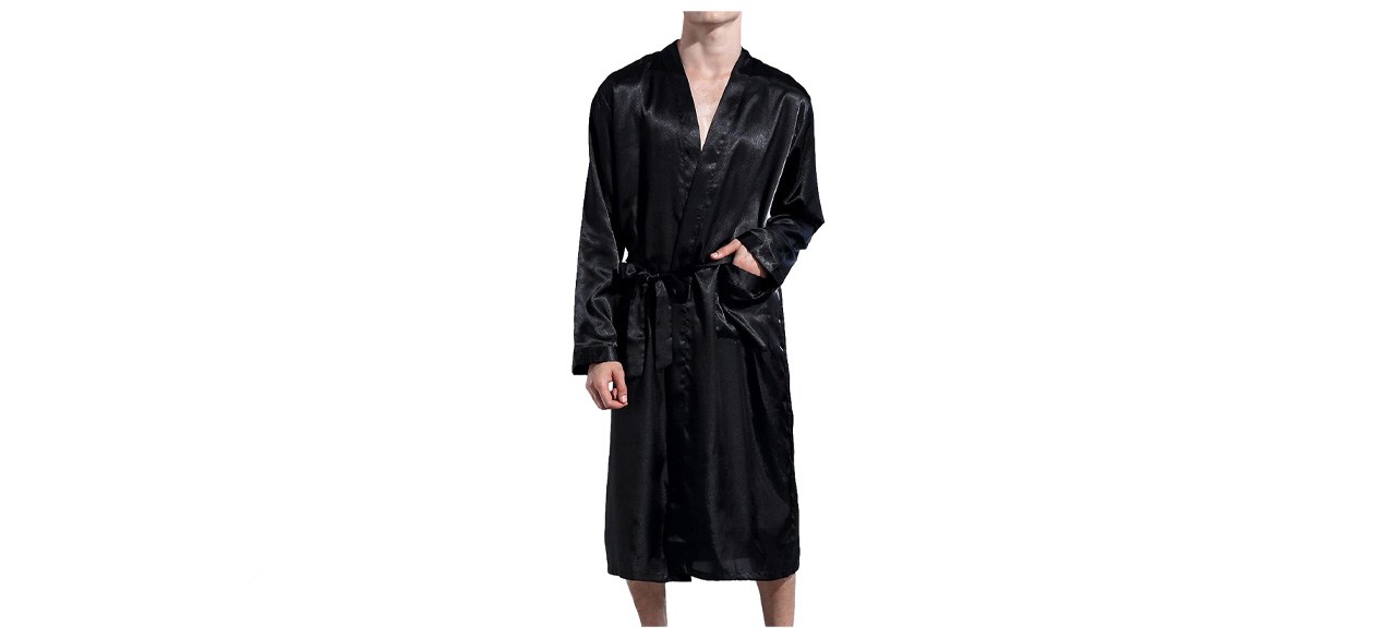 Lu's Chic - Albornoz tipo kimono de satén para hombre