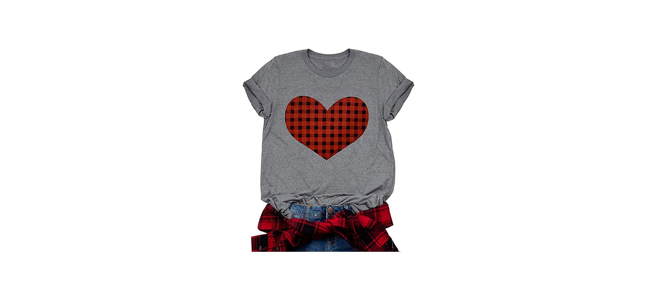 Best Luckycild Womens Buffalo Plaid Heart Top