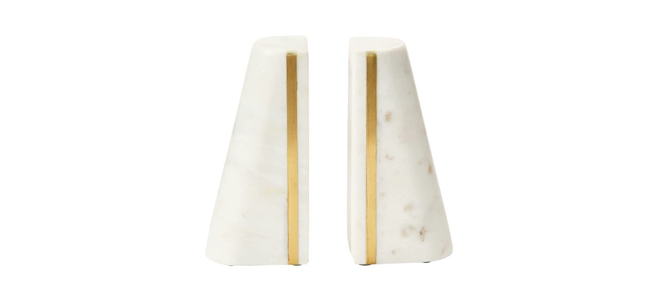 best Main + Mesa Geometric Marble Bookends with Brass Inlay