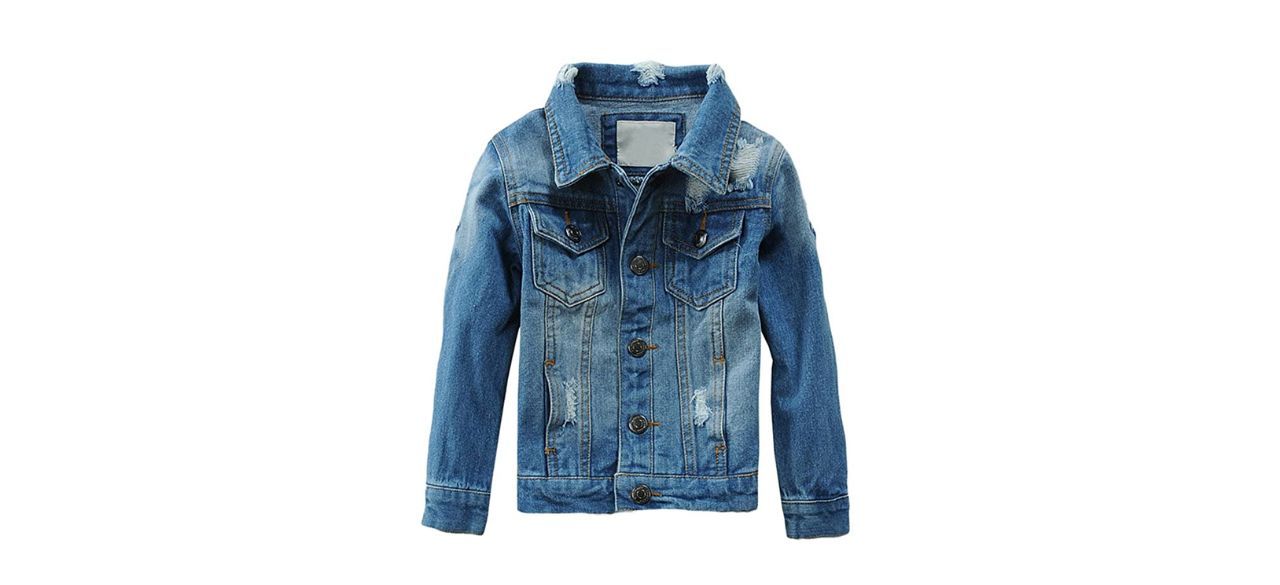 Mallimoda Kids Boys Girls Hooded Denim Jacket Zipper Coat Outerwear