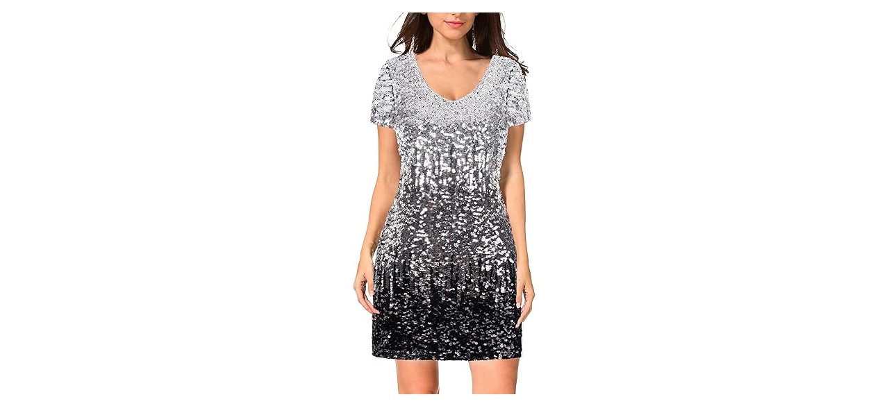 Maner Sequin Glitter Short-Sleeved Dress