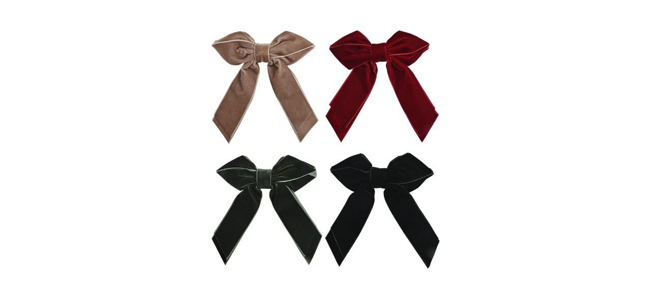 Deeka 6-Inch Large Velvet Bow Hair Clips 4-Pack