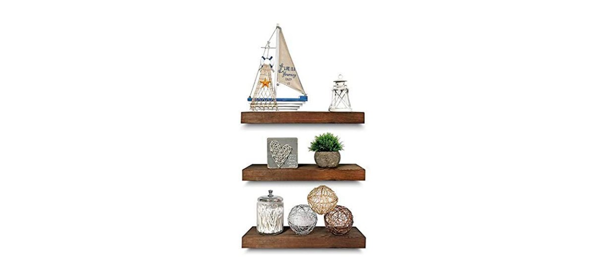 Best Mark One Home Goods Rustic Farmhouse Floating Wood Shelves