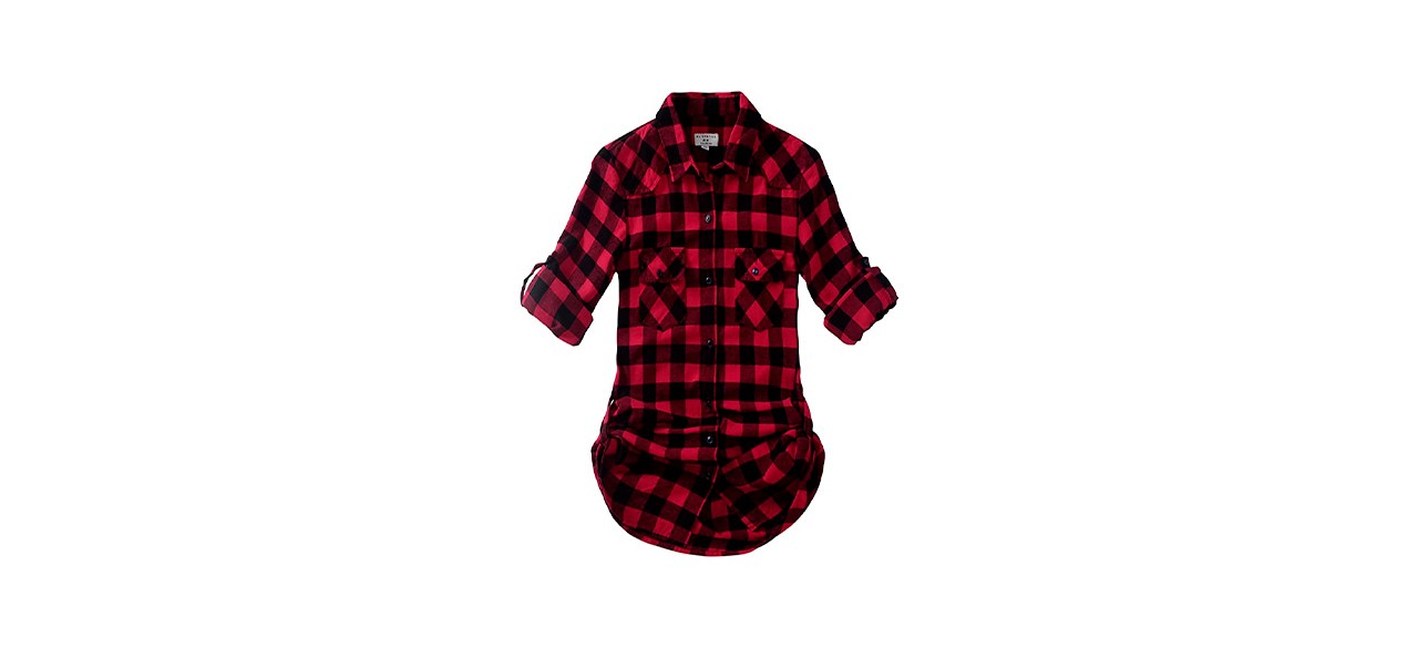 Best Match Womens Long Sleeve Flannel Plaid Shirt