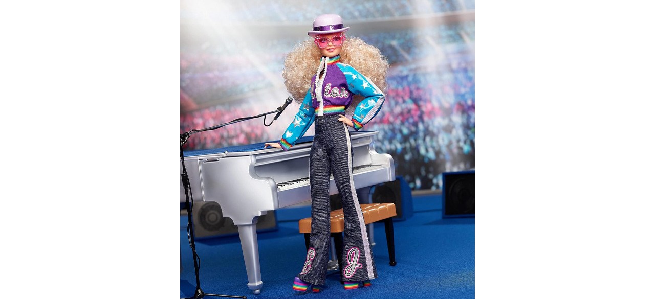 Barbie Elton John Collector Doll in hat, glasses and jacket