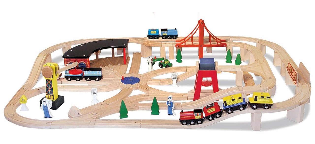 Melissa & Doug Wooden Railway Set