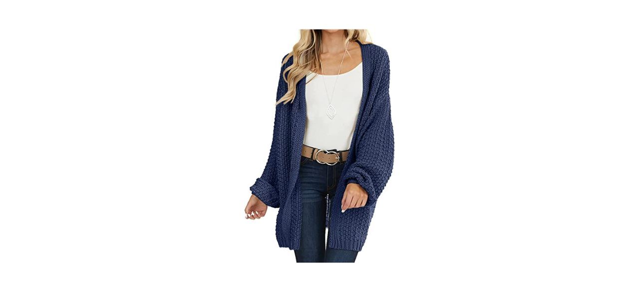 Best Merokeety Womens Chunky Knit Oversized Lantern-Sleeve Cardigan