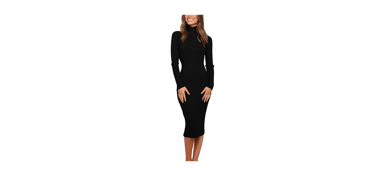 best Merokeety Women's Turtleneck Long Sleeve Sweater Dress