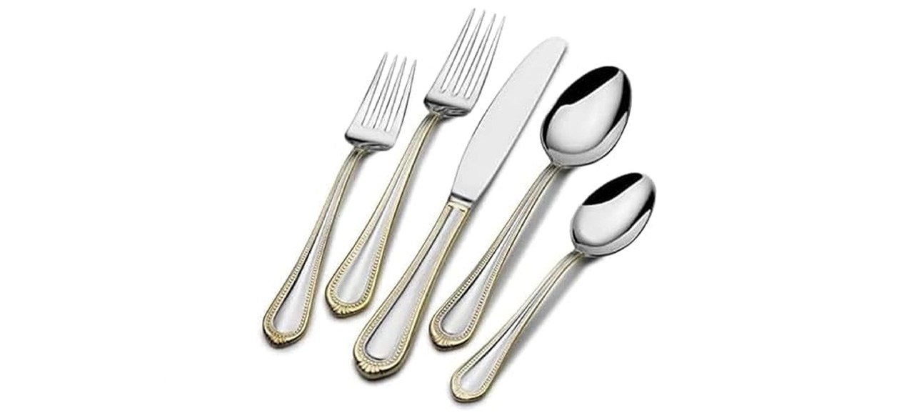 Mikasa 65-Piece Regent Bead Gold Flatware Set