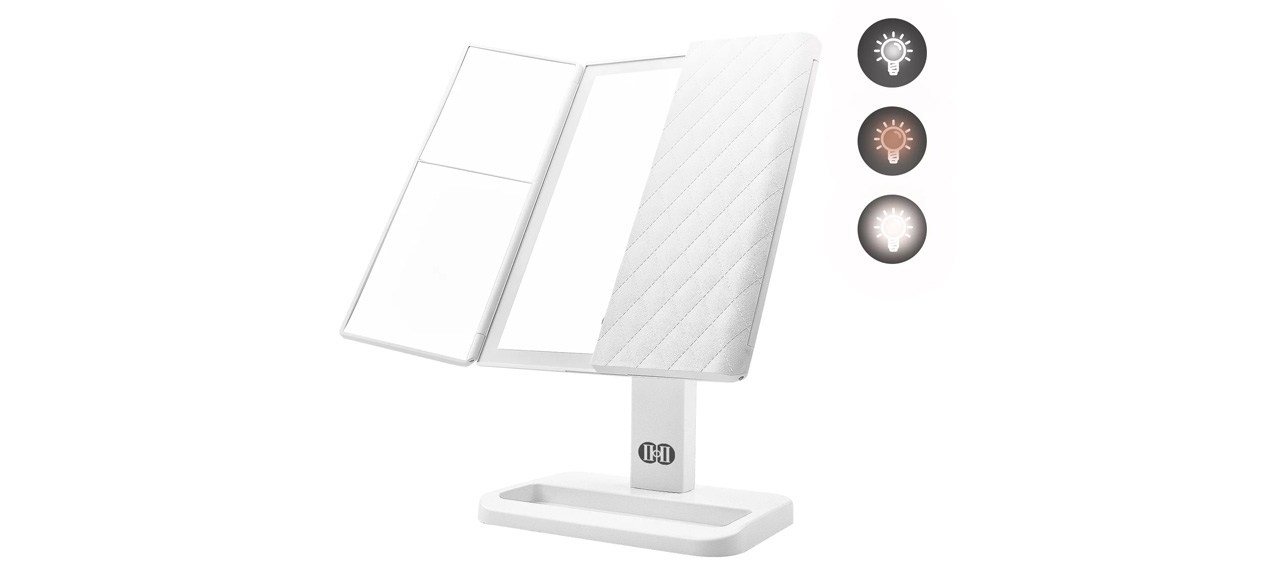 Best Ciicii Tri-Fold Lighted Vanity Makeup Mirror with Touch Screen