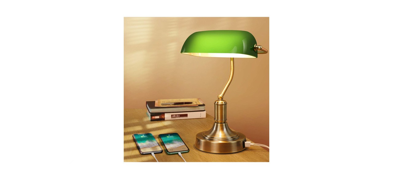 Mlambert Store Green Glass Touch Control Vintage Table Lamp