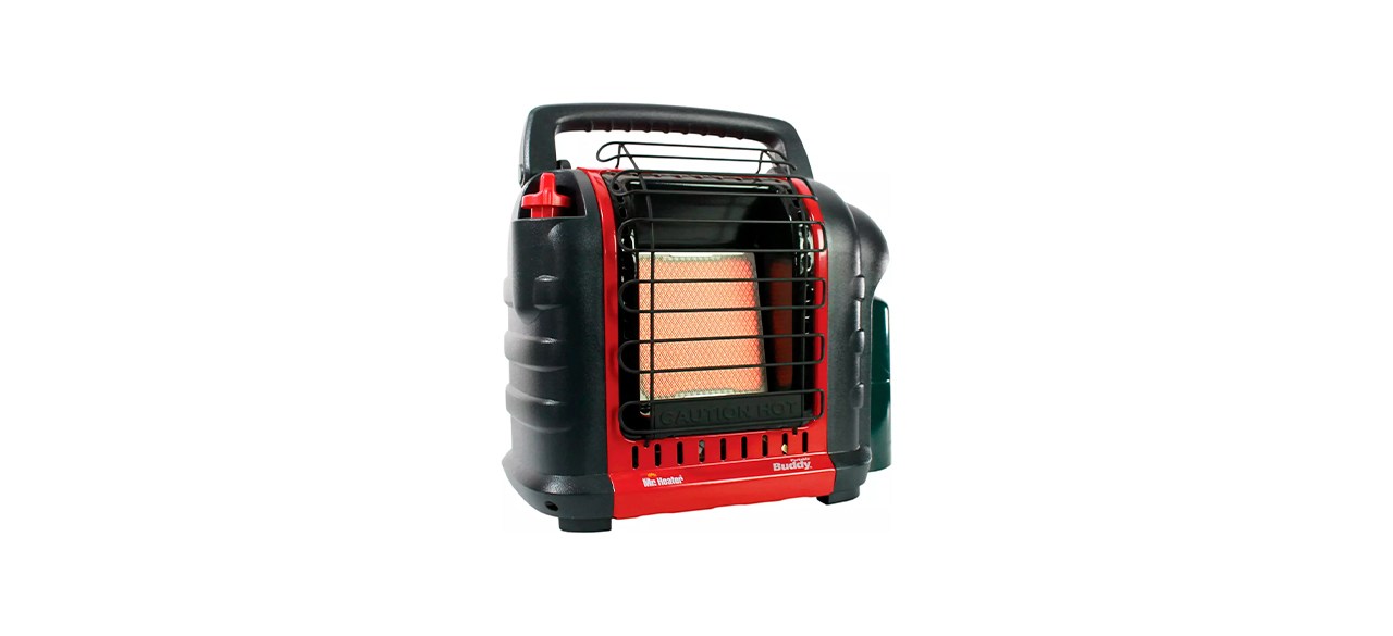 Mr. Heater Indoor-Safe Radiant Heater in red and black on white background