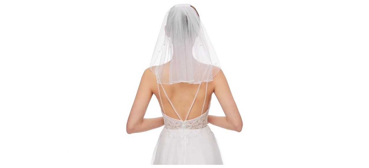 Nanchor Bridal Wedding Veil with Rhinestone Tulle