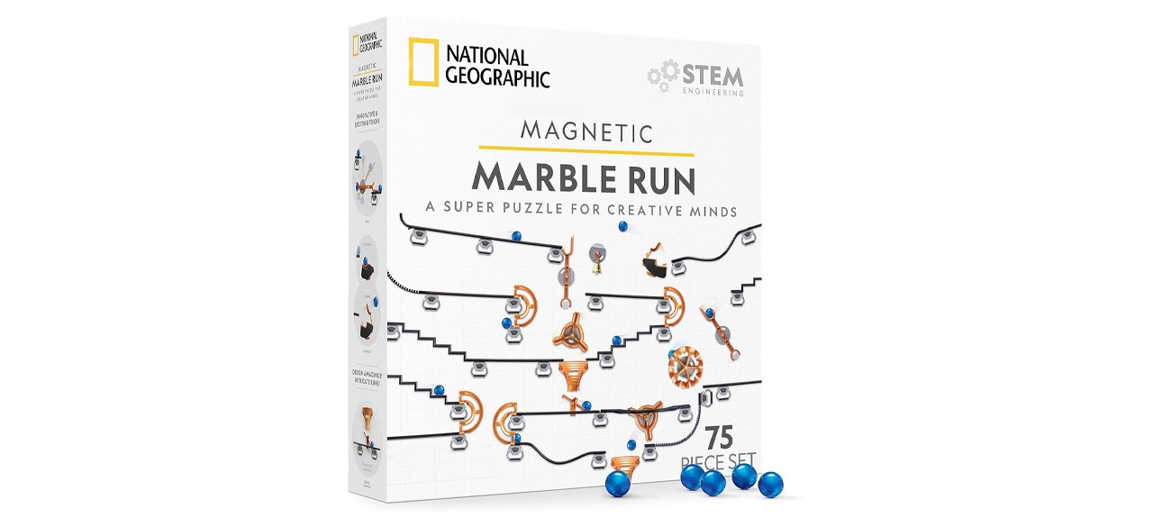 NATIONAL GEOGRAPHIC Magnetic Marble Run - 75-Piece STEM Building Set