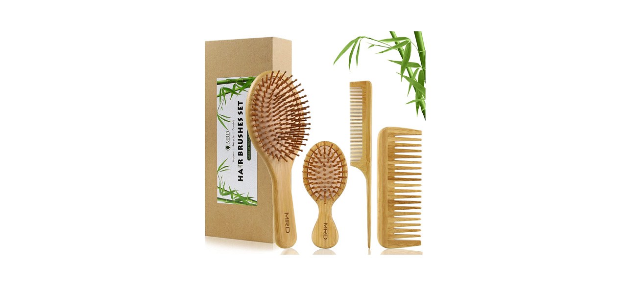 Best Natural Bamboo MRD Hairbrush Set