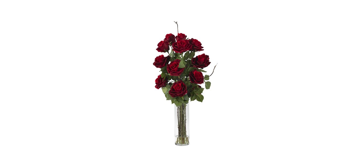 Best Nearly Natural Liquid Illusion Silk Rose Floral Arrangement