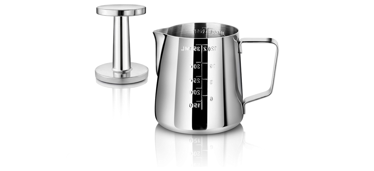 New Star Foodservice Frothing Pitcher and Tamper Set