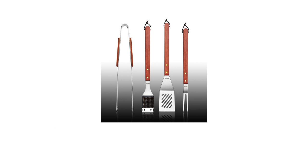 Premium Kona 5 Piece Grill Tools Set - Stainless-Steel Spatula, Tongs