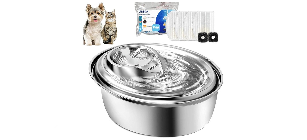 Orsda -aço inoxidável Fonte para gatos e cães pequenos a médios